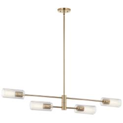 Velestino Champagne Bronze Linear Clear Fluted Linear Chandelier 4Lt