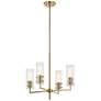 Velestino Champagne Bronze Round Clear Fluted Chandelier 4Lt