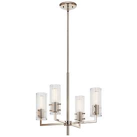 Image1 of Velestino Polished Nickel Round Clear Fluted Chandelier 4Lt