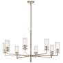 Velestino Polished Nickel Round Clear Fluted Chandelier 8Lt