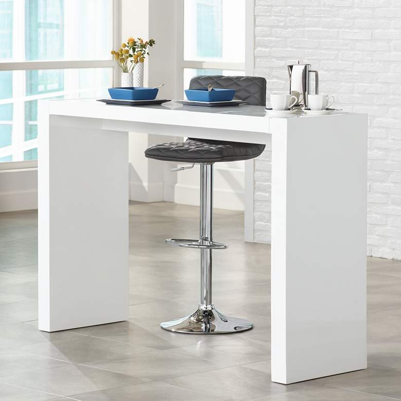 Image 1 Velia 60 inch Wide High-Gloss White Modern Bar Table