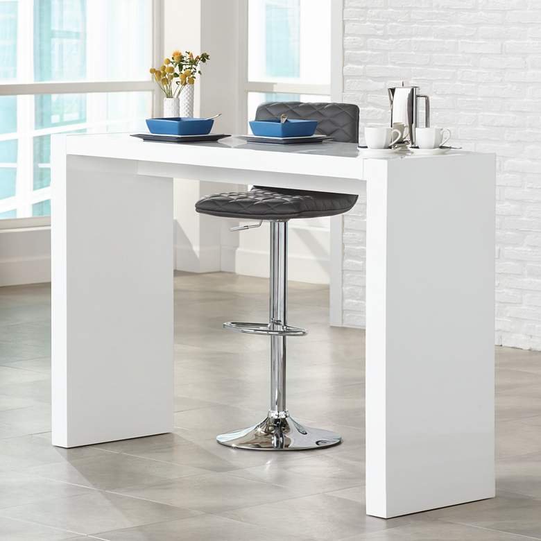 Image 1 Velia 60" Wide High-Gloss White Modern Bar Table