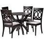 2_Velia Gray Fabric and Dark Brown Wood 5-Piece Dining Set