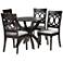 Velia Gray Fabric and Dark Brown Wood 5-Piece Dining Set