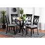 1_Velia Gray Fabric and Dark Brown Wood 5-Piece Dining Set