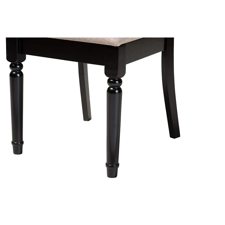 Image 5 Velia Sand Fabric and Dark Brown Wood 5-Piece Dining Set more views