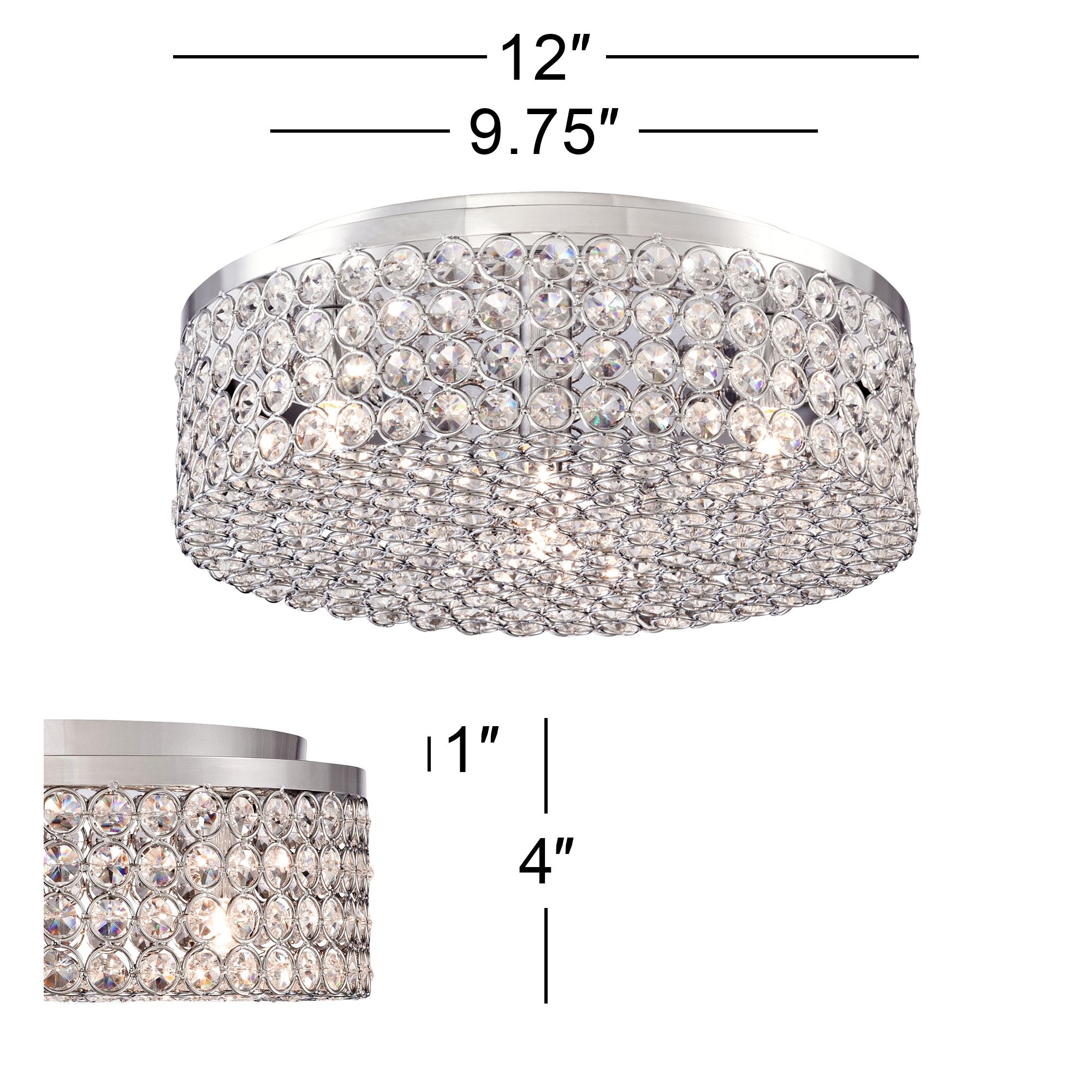 velie 12 wide round crystal ceiling light