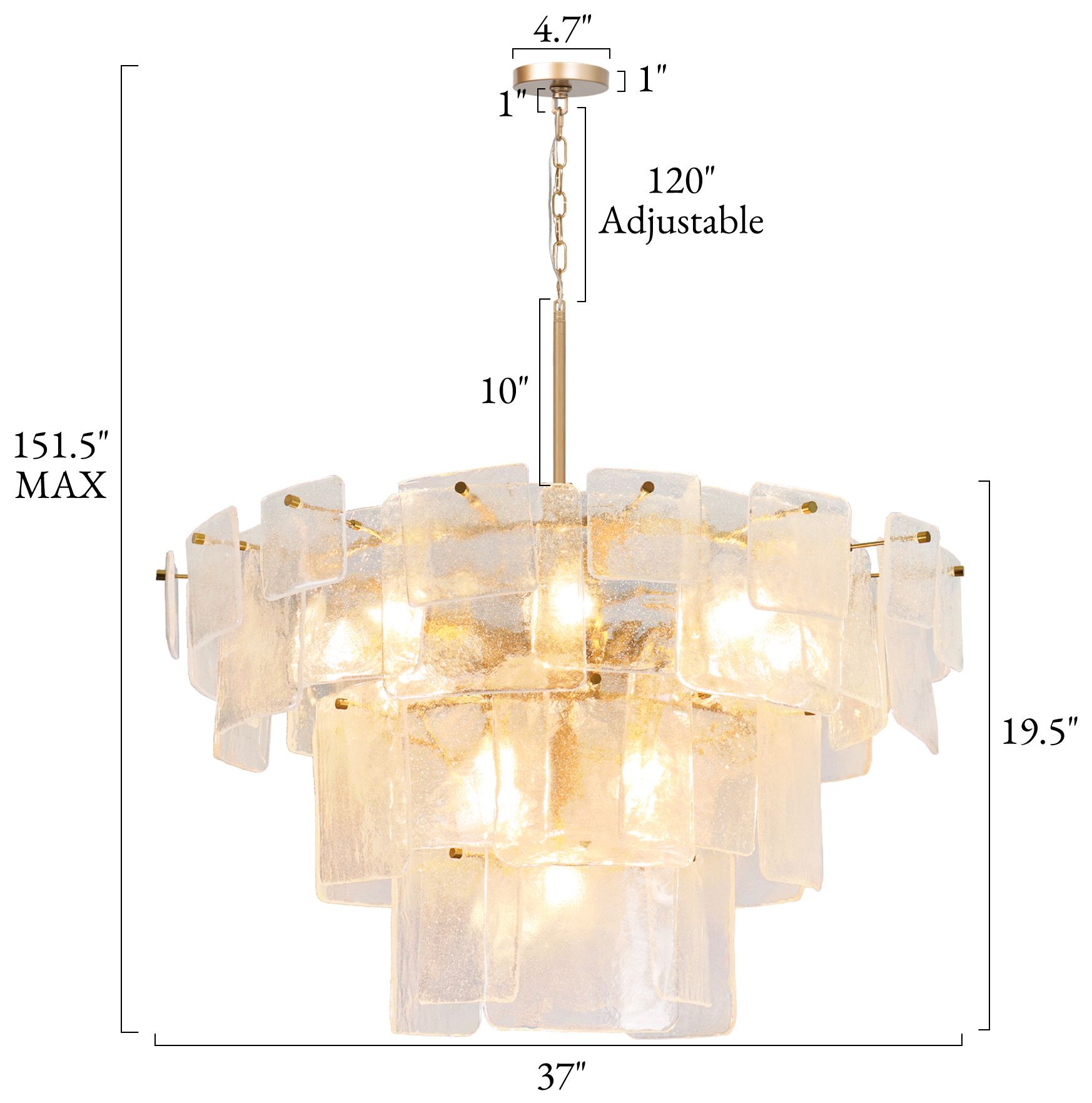 Image 3 Velina 37" Wide Tiered Seeded Art Glass 13-Light Chandelier more views