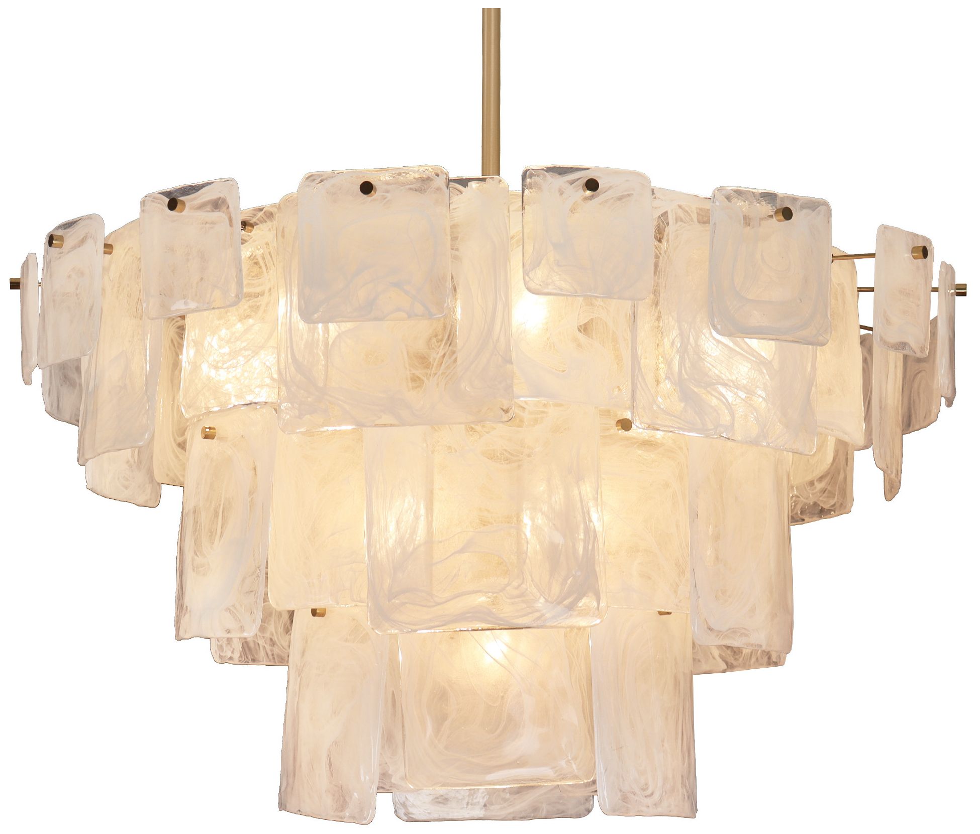 Velina 37" Wide Tiered White-jade Art Glass 13-Light Chandelier