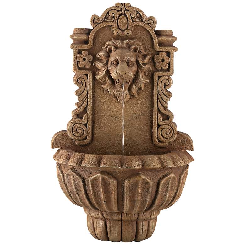 Image 1 Velines Lion Face Faux Stone Outdoor Wall Fountain