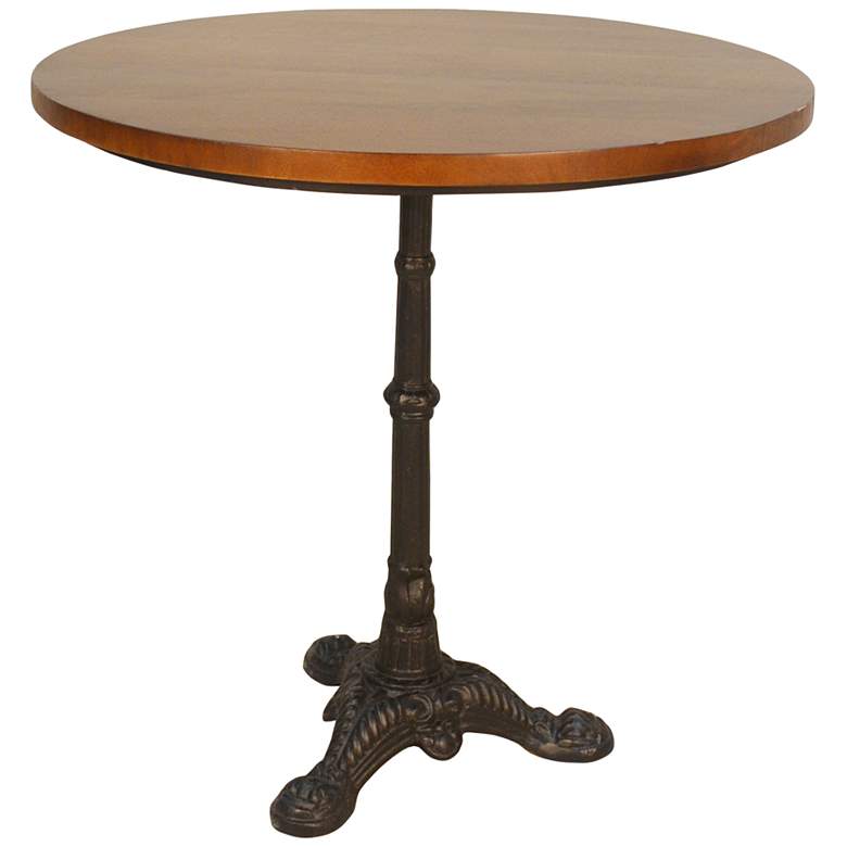Image 3 Velio 30" Wide Chestnut Wood Black Iron Round Bistro Table more views