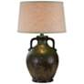 1_Vellen 31" High Green and Brown Hydrocal 2-Handle Jug Table Lamp