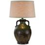 Vellen Green and Brown Hydrocal 2-Handle Jug Table Lamp