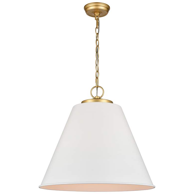 Image 1 Vellus 20 1/2" Antique Brass and White Metal 3-Light Pendant