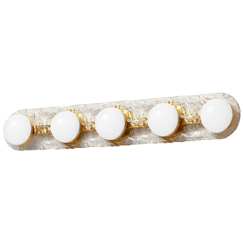 Image 1 Velma 34.75" Wide 5 Light Aged Brass Vanity With Clear Glass