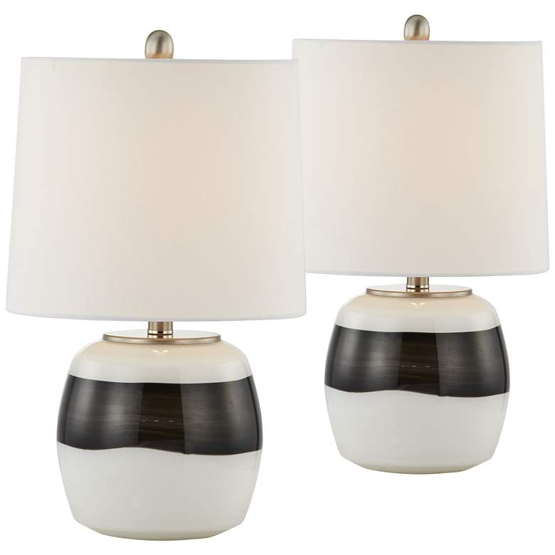 Image 1 Velma Black and White Glass Accent Table Lamps Set of 2