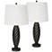Velma Matte Bronze Resin Table Lamps Set of Two with USB Port and Outlets