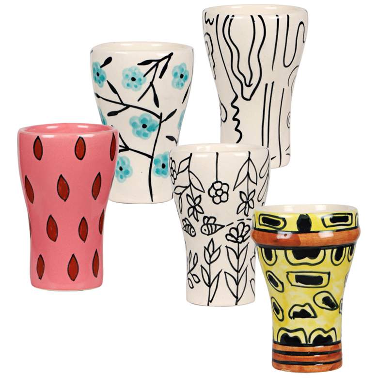 Image 3 Velma Playful Multi-Color Ceramic Drinkware Set of 5 more views