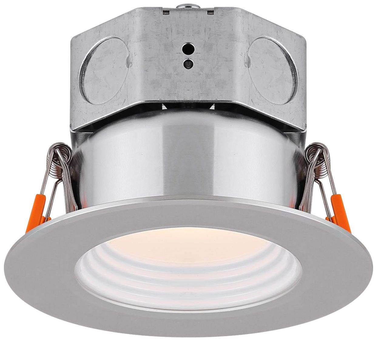 Brushed nickel recessed on sale light trim