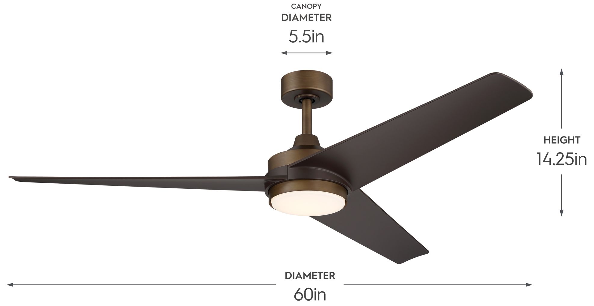 Velto Collection 60-in. Three Blade LED Modern Ceiling Fan