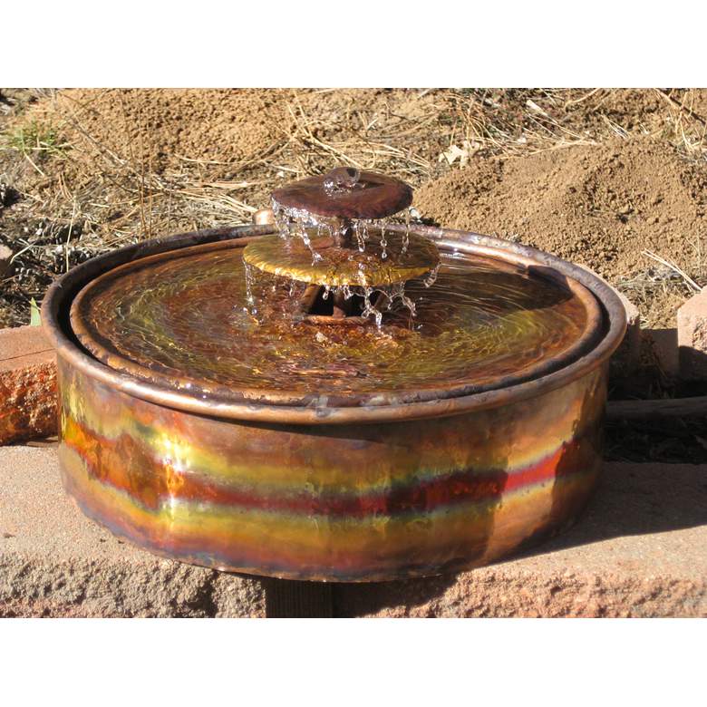 Image 1 Velus 11" High Heavy Gauge Copper Outdoor Bird Bath