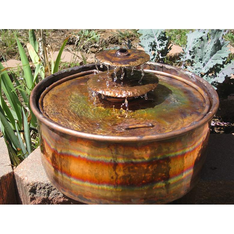 Image 1 Velus 9" High Heavy Gauge Copper Outdoor Bird Bath