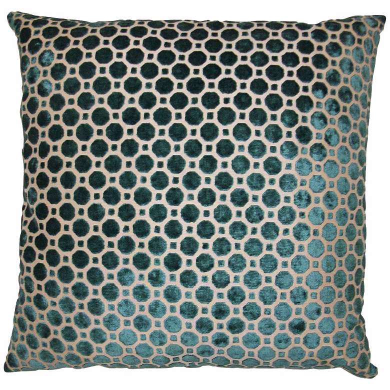 Image 1 Velvet Geo Turquoise 20 inch Square Decorative Pillow