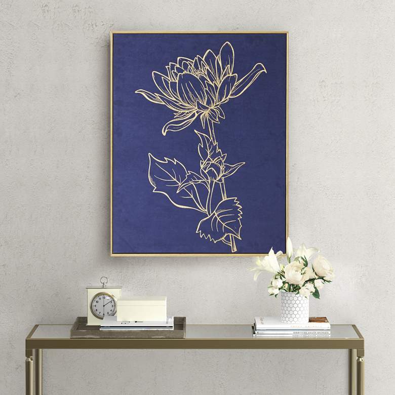 Image 1 Velvet Lotus 28 1/2" High Framed Canvas Wall Art
