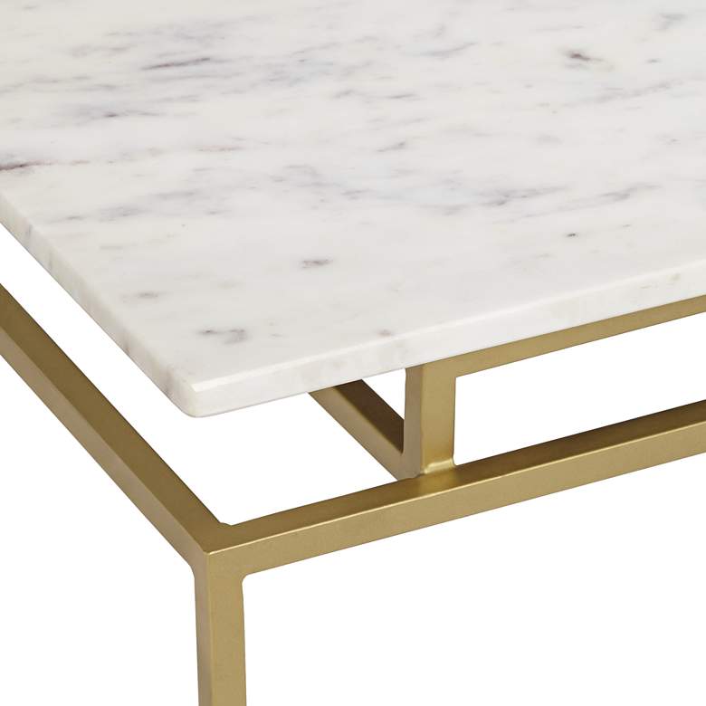 Image 3 Vendar 24 inch Wide Marble and Gold 2-Level Modern Accent Table more views