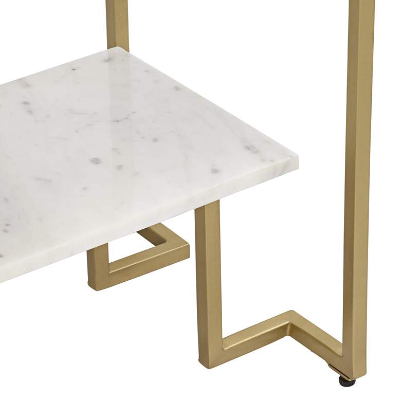 Image 4 Vendar 24 inch Wide Marble and Gold 2-Level Modern Accent Table more views