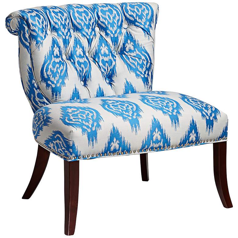 Vendela Blue and White Ikat Upholstered Accent Chair
