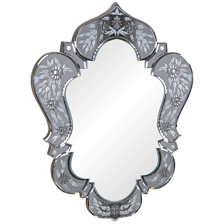 Image 1 Vendellin Gray Etched Glass 20 3/4 inch x 25 3/4 inch Mirror
