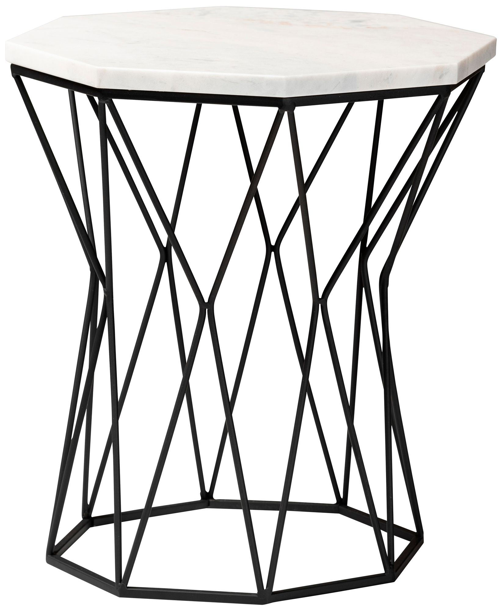 Image 2 Venedict 15 1/2"W White Marble Black Metal Round End Table