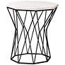 2_Venedict 15 1/2"W White Marble Black Metal Round End Table