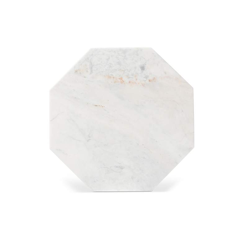 Image 4 Venedict 15 1/2"W White Marble Black Metal Round End Table more views