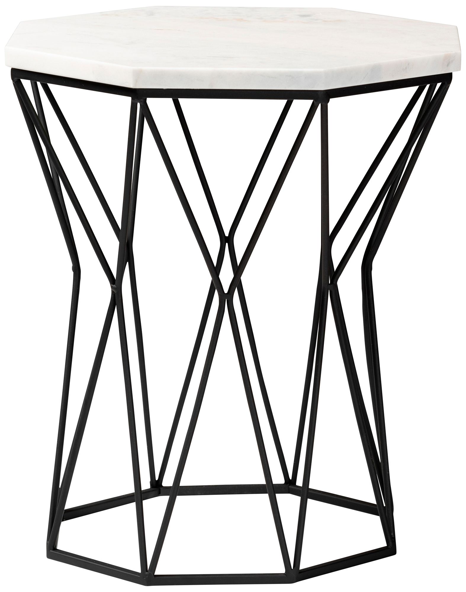 Image 6 Venedict 15 1/2"W White Marble Black Metal Round End Table more views