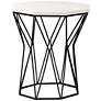 6_Venedict 15 1/2"W White Marble Black Metal Round End Table more views
