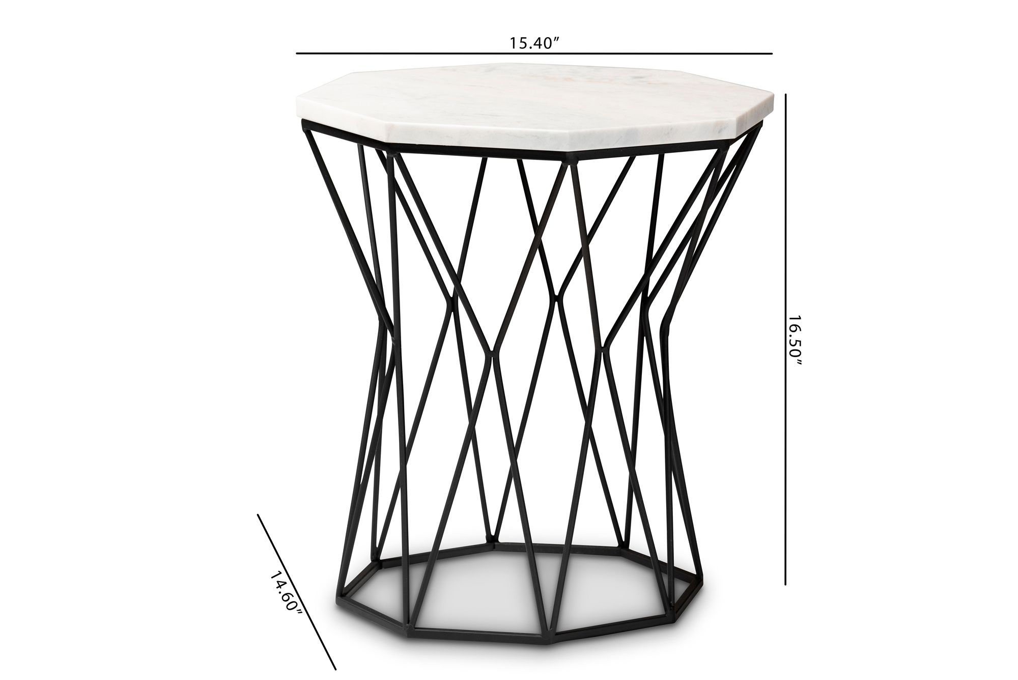 Image 7 Venedict 15 1/2"W White Marble Black Metal Round End Table more views