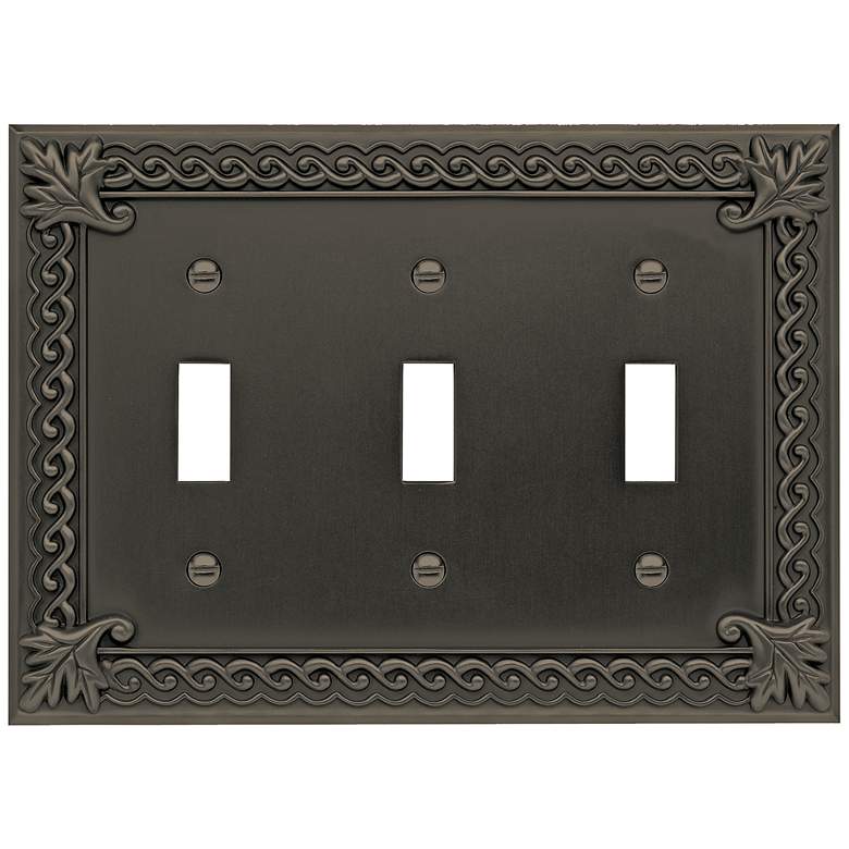 Image 1 Venetian Collection Aged Bronze Triple Toggle Wall Plate