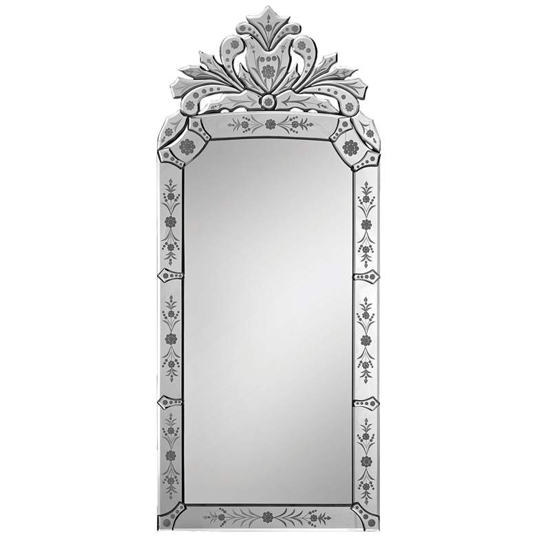 Image 1 Venetian Glass 19 inch x 43 inch Crown-Shape Wall Mirror