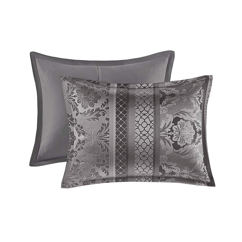 Image 3 Venetian Gray Paisley 7-Piece Queen Comforter Bed Set more views