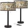 Venetian Marble Arturo Black Bronze USB Table Lamps Set of 2