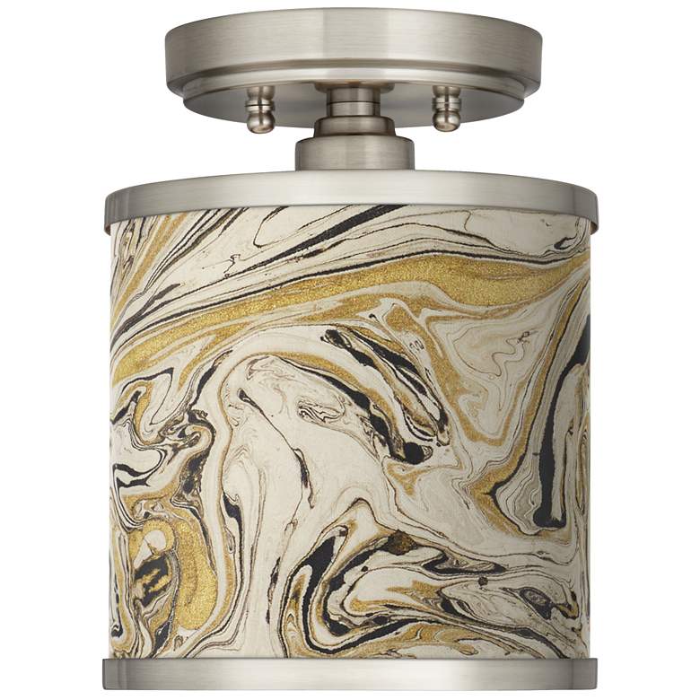 Image 1 Venetian Marble Cyprus 7 inch Wide Brushed Nickel Ceiling Light
