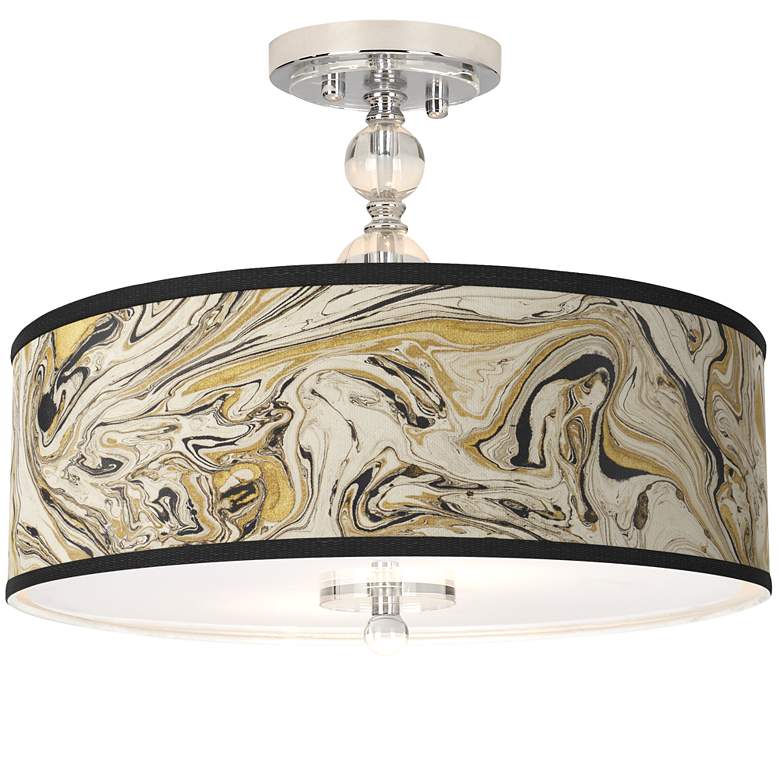 Image 1 Venetian Marble Giclee 16" Wide Semi-Flush Ceiling Light
