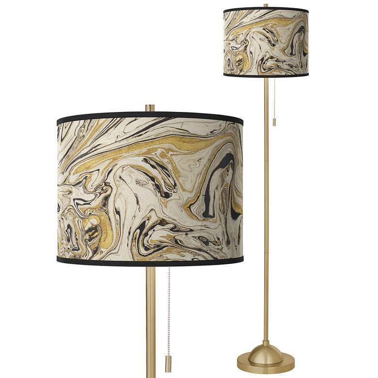 Image 1 Venetian Marble Giclee Warm Gold Stick Floor Lamp