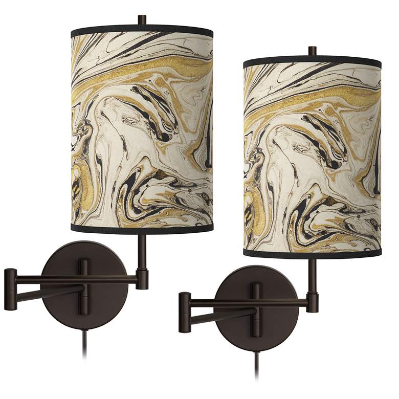 Image 1 Venetian Marble Tessa Bronze Swing Arm Wall Lamps Set of 2