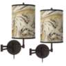 Venetian Marble Tessa Bronze Swing Arm Wall Lamps Set of 2