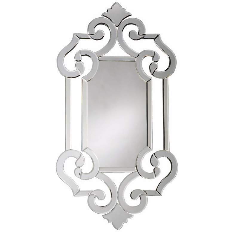Image 1 Venetian Style 22" x 41" Wall Mirror w/ Fleur-de-Lis Accents