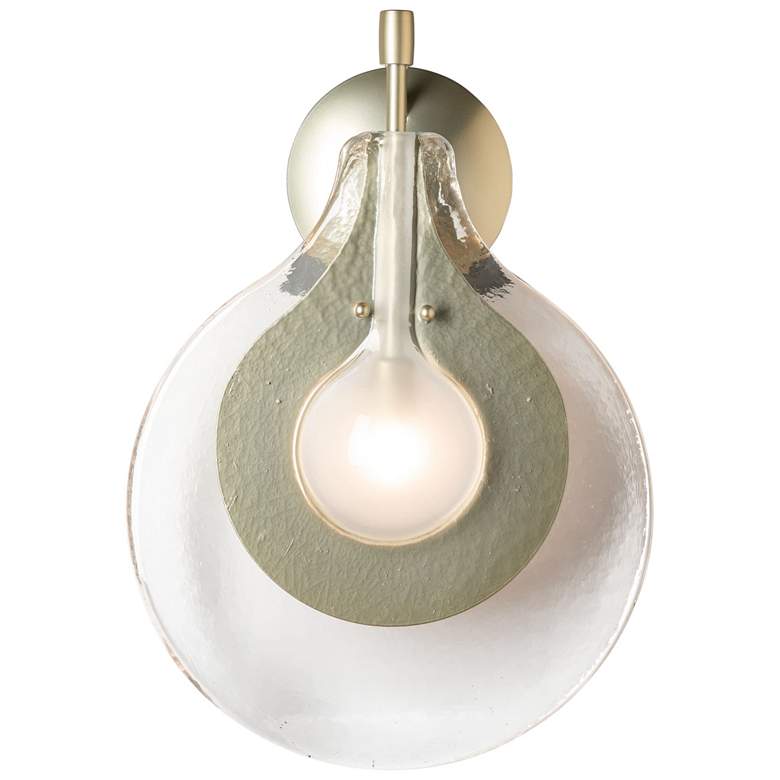 Image 1 Veneto 17.4"H Modern Brass Sconce w/ Clear Glass Frosted Diffuser Shad