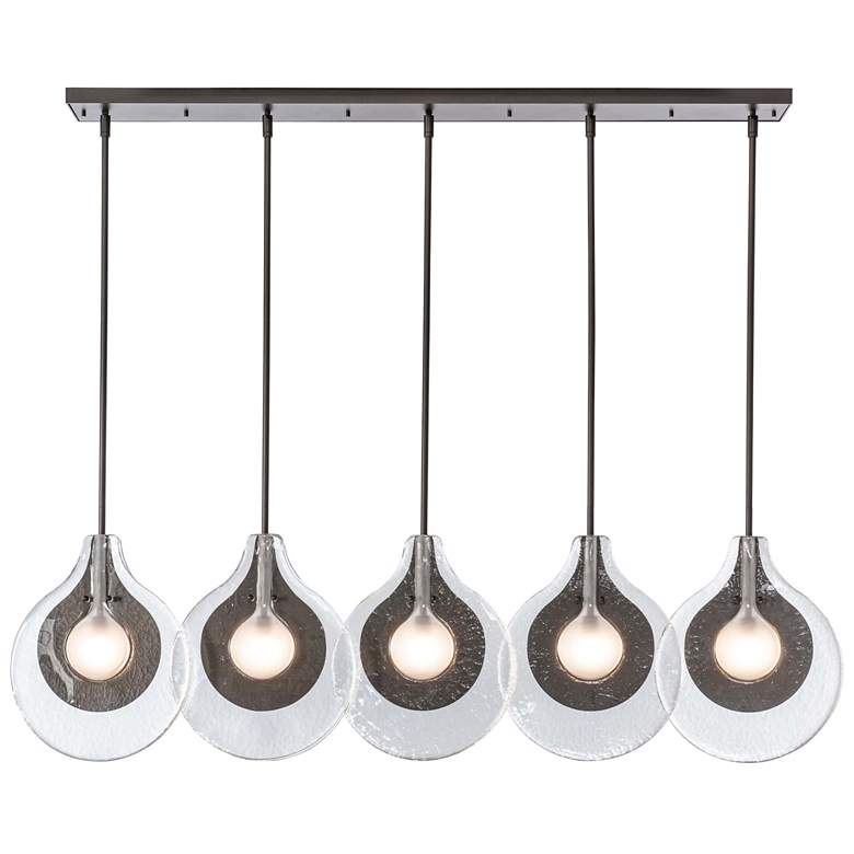 Image 1 Veneto 53.4"W 5-Light Oiled Bronze Linear Pendant W/ Clear Frosted Sha